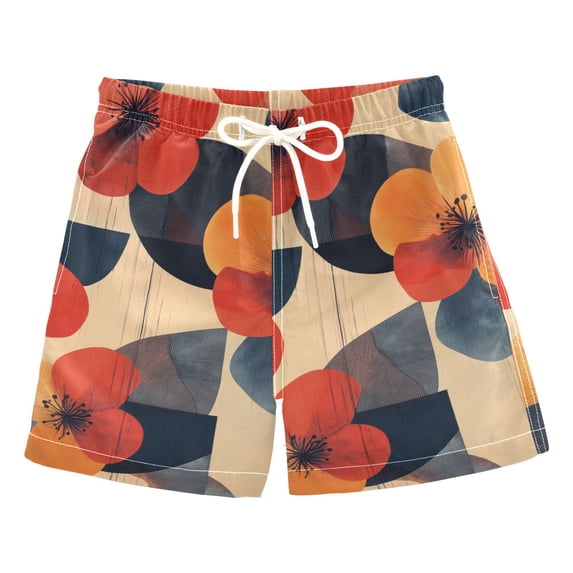 FORMRS Boys Swim Trunks Quick Dry Mesh Liner Boardshorts Sizes XS-XL, Flowers Pattern