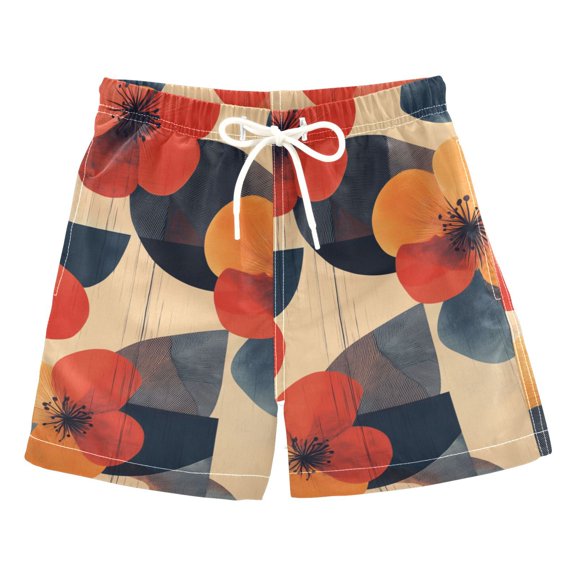 FORMRS Boys Swim Trunks Quick Dry Mesh Liner Boardshorts Sizes XS-XL, Flowers Pattern