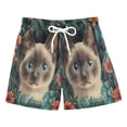 thumbnail image 1 of FORMRS Boys Swim Trunks Quick Dry Mesh Liner Boardshorts Sizes XS-XL, Flowers and Cat, 1 of 7