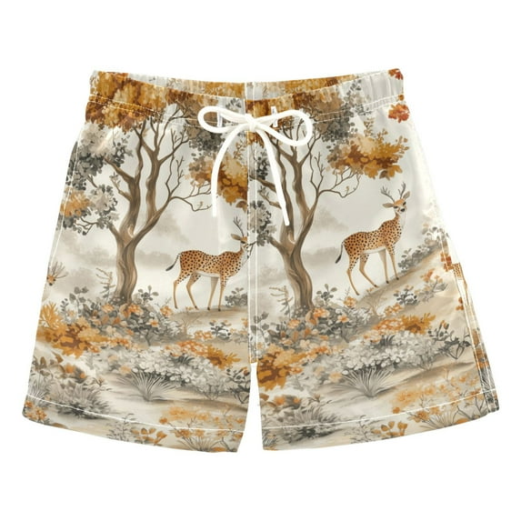 FORMRS Boys Swim Trunks Quick Dry Mesh Liner Boardshorts Sizes XS-XL, Forest Pattern
