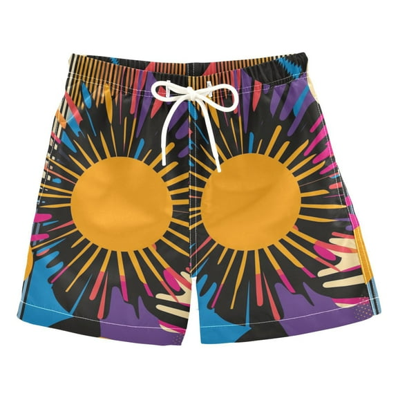 FORMRS Boys Swim Trunks Quick Dry Mesh Liner Boardshorts Sizes XS-XL, Futuristic Circles