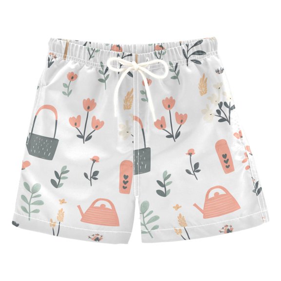 FORMRS Boys Swim Trunks Quick Dry Mesh Liner Boardshorts Sizes XS-XL, Garden Pattern