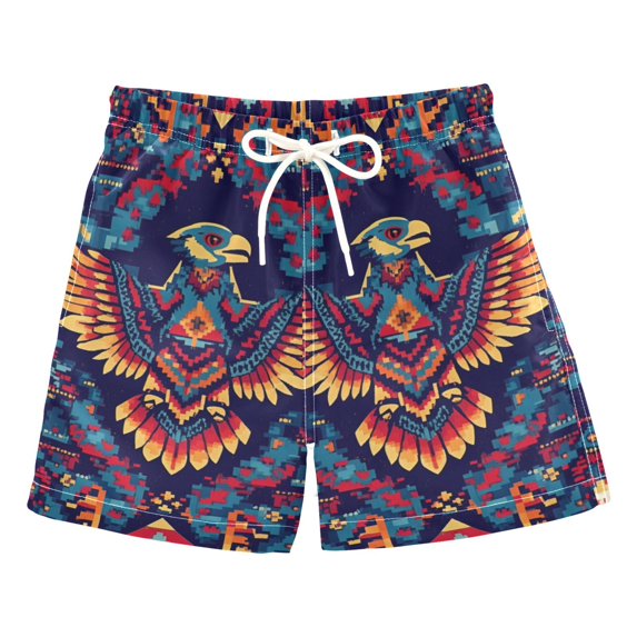 FORMRS Boys Swim Trunks Quick Dry Mesh Liner Boardshorts Sizes XS-XL, Geometric Eagle