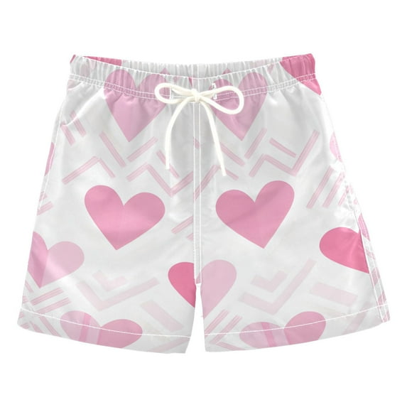 FORMRS Boys Swim Trunks Quick Dry Mesh Liner Boardshorts Sizes XS-XL, Geometric Love