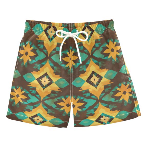 FORMRS Boys Swim Trunks Quick Dry Mesh Liner Boardshorts Sizes XS-XL, Geometric Patterns