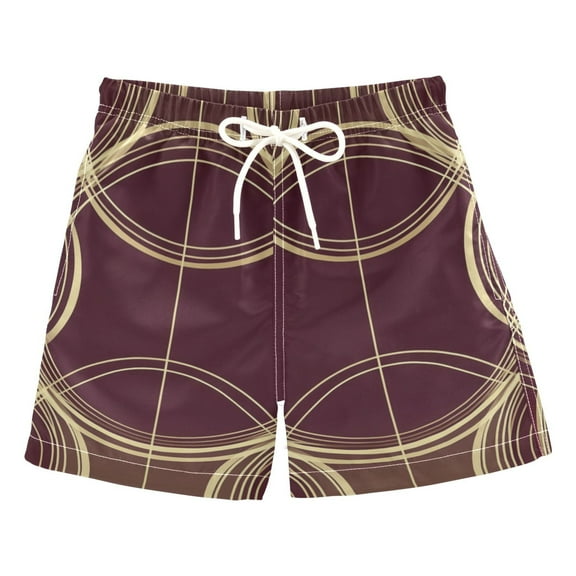 FORMRS Boys Swim Trunks Quick Dry Mesh Liner Boardshorts Sizes XS-XL, Gold Abstract Pattern