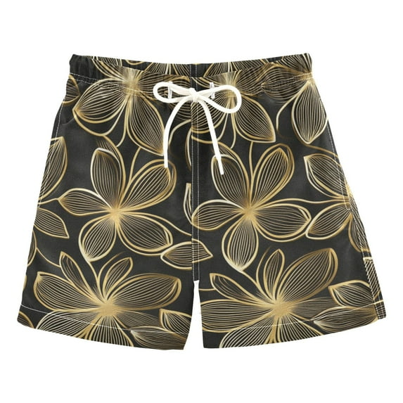 FORMRS Boys Swim Trunks Quick Dry Mesh Liner Boardshorts Sizes XS-XL, Golden Elegance