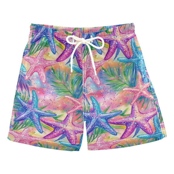 FORMRS Boys Swim Trunks Quick Dry Mesh Liner Boardshorts Sizes XS-XL, Gradient Starfish Pattern