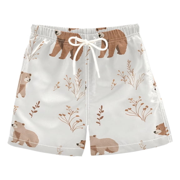 FORMRS Boys Swim Trunks Quick Dry Mesh Liner Boardshorts Sizes XS-XL, Gray Bears