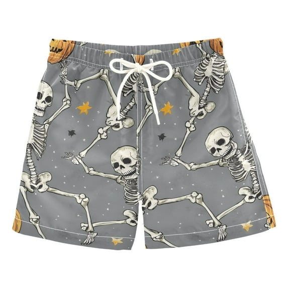 FORMRS Boys Swim Trunks Quick Dry Mesh Liner Boardshorts Sizes XS-XL, Gray Halloween Dancing
