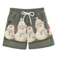 thumbnail image 1 of FORMRS Boys Swim Trunks Quick Dry Mesh Liner Boardshorts Sizes XS-XL, Gray Snowmen, 1 of 7