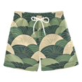 thumbnail image 1 of FORMRS Boys Swim Trunks Quick Dry Mesh Liner Boardshorts Sizes XS-XL, Green Abstract Shapes, 1 of 7