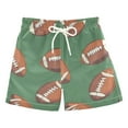 thumbnail image 1 of FORMRS Boys Swim Trunks Quick Dry Mesh Liner Boardshorts Sizes XS-XL, Green American Footballs, 1 of 7