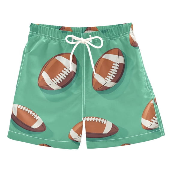 FORMRS Boys Swim Trunks Quick Dry Mesh Liner Boardshorts Sizes XS-XL, Green American Footballs