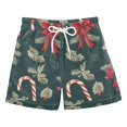 thumbnail image 1 of FORMRS Boys Swim Trunks Quick Dry Mesh Liner Boardshorts Sizes XS-XL, Green Christmas Candy Canes, 1 of 7