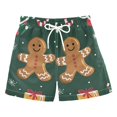 thumbnail image 1 of FORMRS Boys Swim Trunks Quick Dry Mesh Liner Boardshorts Sizes XS-XL, Green Christmas Gingerbread, 1 of 7