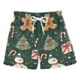 thumbnail image 1 of FORMRS Boys Swim Trunks Quick Dry Mesh Liner Boardshorts Sizes XS-XL, Green Christmas Trees, 1 of 7