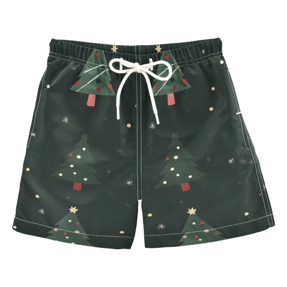 FORMRS Boys Swim Trunks Quick Dry Mesh Liner Boardshorts Sizes XS-XL, Green Christmas Trees