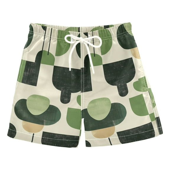 FORMRS Boys Swim Trunks Quick Dry Mesh Liner Boardshorts Sizes XS-XL, Green Circle