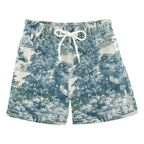 FORMRS Boys Swim Trunks Quick Dry Mesh Liner Boardshorts Sizes XS-XL, Green Flourishing Garden