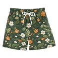 thumbnail image 1 of FORMRS Boys Swim Trunks Quick Dry Mesh Liner Boardshorts Sizes XS-XL, Green Flowers Pattern, 1 of 7