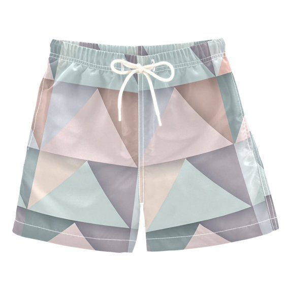 FORMRS Boys Swim Trunks Quick Dry Mesh Liner Boardshorts Sizes XS-XL, Green Geometric