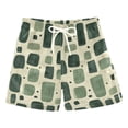 thumbnail image 1 of FORMRS Boys Swim Trunks Quick Dry Mesh Liner Boardshorts Sizes XS-XL, Green Geometric, 1 of 7