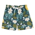 thumbnail image 1 of FORMRS Boys Swim Trunks Quick Dry Mesh Liner Boardshorts Sizes XS-XL, Green Lemon Leaves, 1 of 7