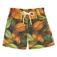 thumbnail image 1 of FORMRS Boys Swim Trunks Quick Dry Mesh Liner Boardshorts Sizes XS-XL, Green Retro Leaves, 1 of 7