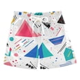 thumbnail image 1 of FORMRS Boys Swim Trunks Quick Dry Mesh Liner Boardshorts Sizes XS-XL, Green Retro Triangles, 1 of 7
