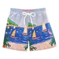 thumbnail image 1 of FORMRS Boys Swim Trunks Quick Dry Mesh Liner Boardshorts Sizes XS-XL, Green Seaside, 1 of 7