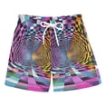 thumbnail image 1 of FORMRS Boys Swim Trunks Quick Dry Mesh Liner Boardshorts Sizes XS-XL, Green Wavy Plaid, 1 of 7