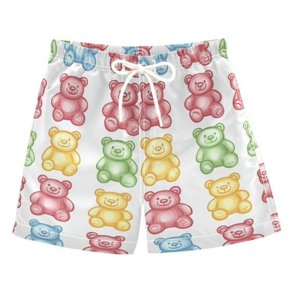 FORMRS Boys Swim Trunks Quick Dry Mesh Liner Boardshorts Sizes XS-XL, Gummy Bear Pattern