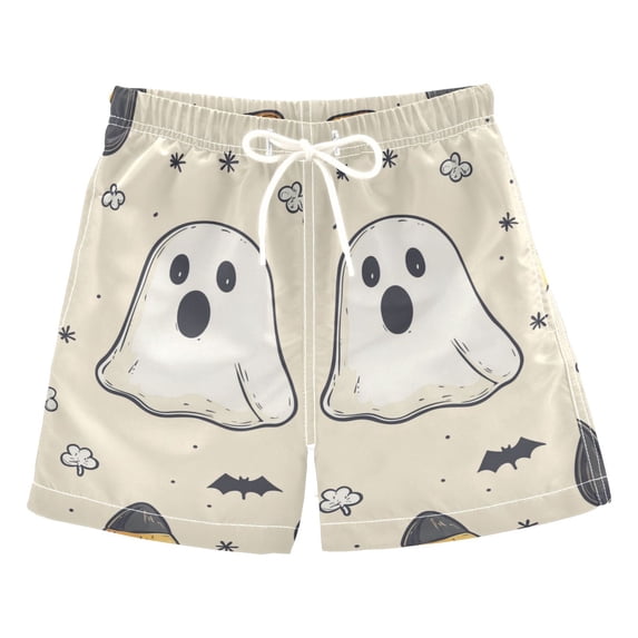 FORMRS Boys Swim Trunks Quick Dry Mesh Liner Boardshorts Sizes XS-XL, Halloween Black Pumpkins