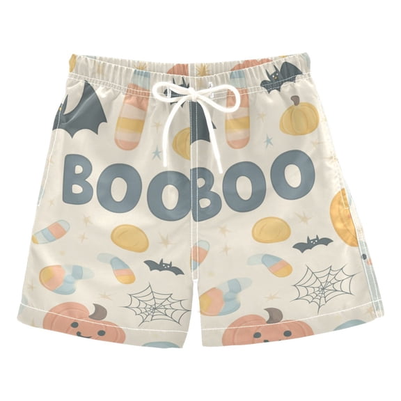 FORMRS Boys Swim Trunks Quick Dry Mesh Liner Boardshorts Sizes XS-XL, Halloween Cute Pumpkins