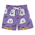 thumbnail image 1 of FORMRS Boys Swim Trunks Quick Dry Mesh Liner Boardshorts Sizes XS-XL, Halloween Ghosts Purple, 1 of 7