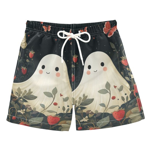 FORMRS Boys Swim Trunks Quick Dry Mesh Liner Boardshorts Sizes XS-XL, Happy Ghost