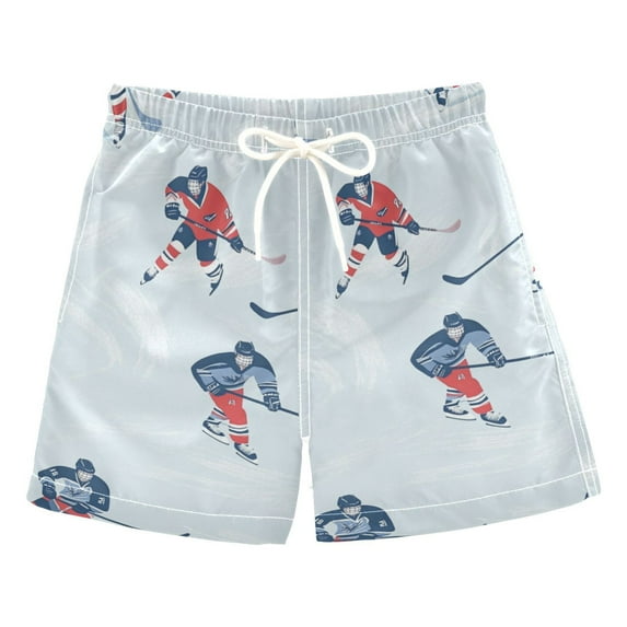 FORMRS Boys Swim Trunks Quick Dry Mesh Liner Boardshorts Sizes XS-XL, Hockey Action Zone