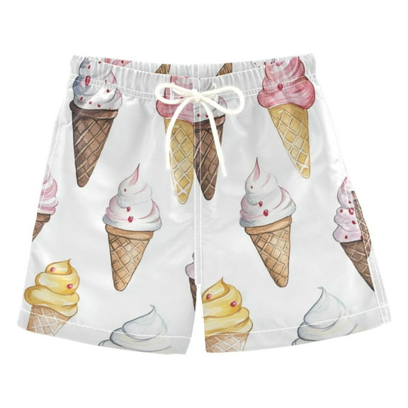 FORMRS Boys Swim Trunks Quick Dry Mesh Liner Boardshorts Sizes XS-XL, Ice Cream Pattern