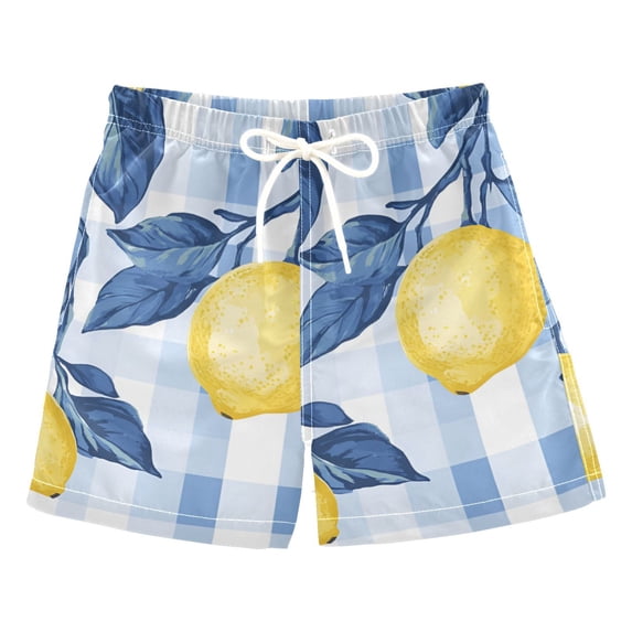FORMRS Boys Swim Trunks Quick Dry Mesh Liner Boardshorts Sizes XS-XL, Light Blue Lemon