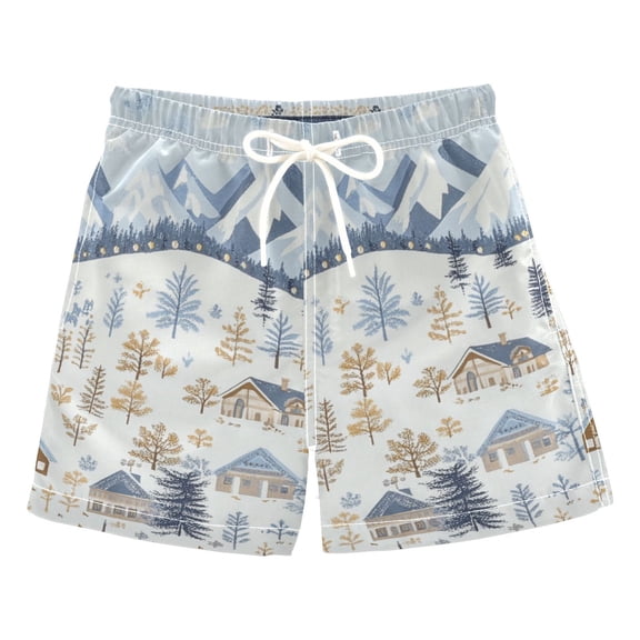 FORMRS Boys Swim Trunks Quick Dry Mesh Liner Boardshorts Sizes XS-XL, Light Blue Mountain