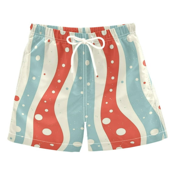 FORMRS Boys Swim Trunks Quick Dry Mesh Liner Boardshorts Sizes XS-XL, Light Blue Pattern