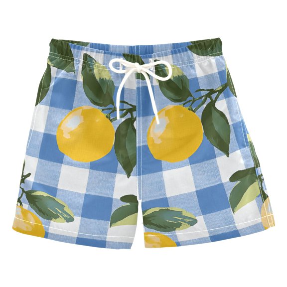 FORMRS Boys Swim Trunks Quick Dry Mesh Liner Boardshorts Sizes XS-XL, Light Blue Plaid