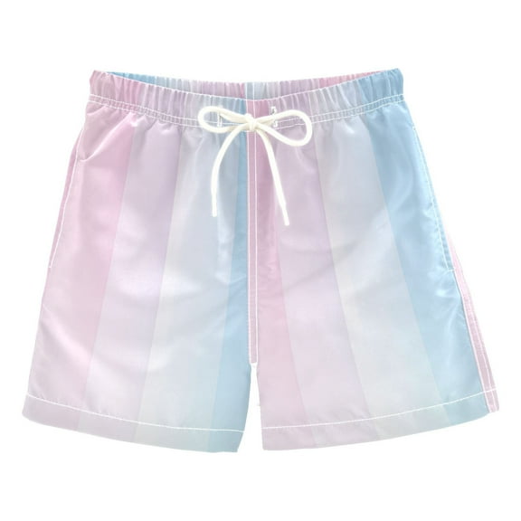 FORMRS Boys Swim Trunks Quick Dry Mesh Liner Boardshorts Sizes XS-XL, Light Blue Stripes