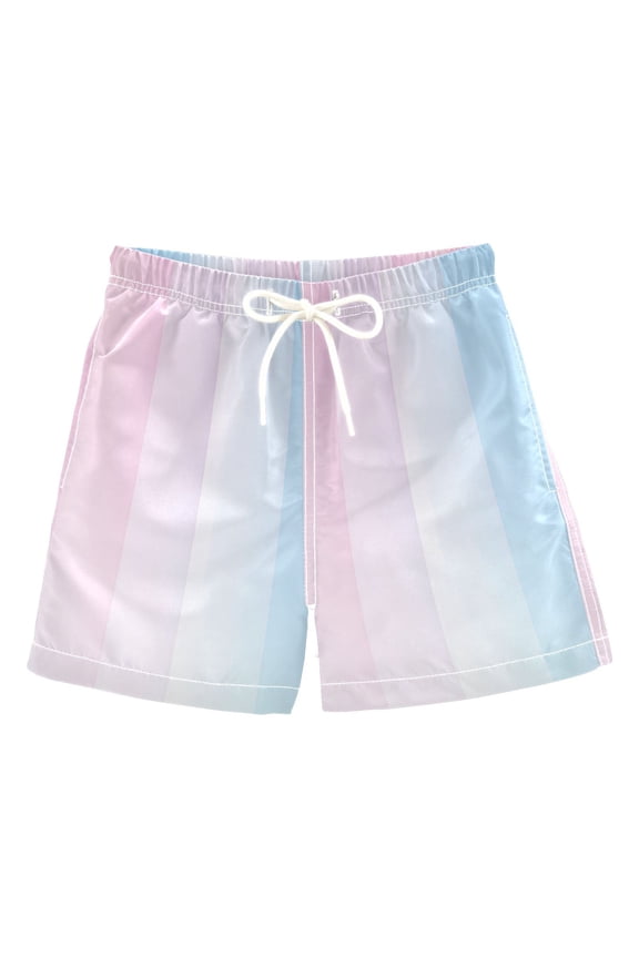 Boys Swim Trunks Quick Dry Mesh Liner Boardshorts Sizes XS-XL, Light Blue Stripes