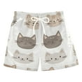 thumbnail image 1 of FORMRS Boys Swim Trunks Quick Dry Mesh Liner Boardshorts Sizes XS-XL, Light Gray Cat Pattern, 1 of 7