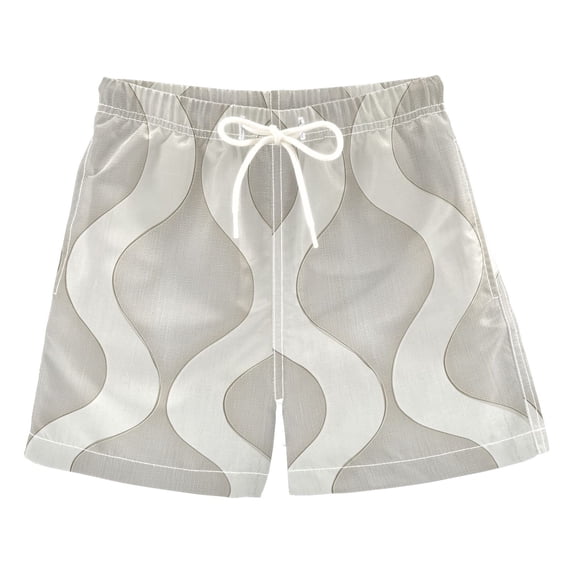 FORMRS Boys Swim Trunks Quick Dry Mesh Liner Boardshorts Sizes XS-XL, Light Gray Pattern