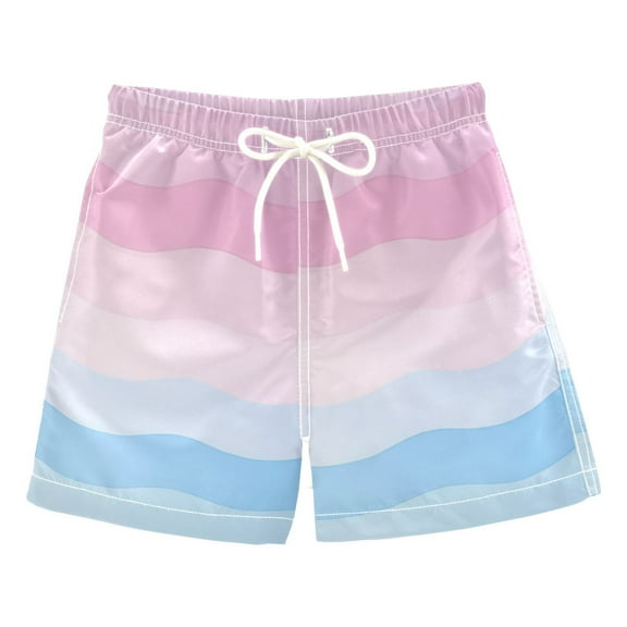 FORMRS Boys Swim Trunks Quick Dry Mesh Liner Boardshorts Sizes XS-XL, Light Pink Stripes