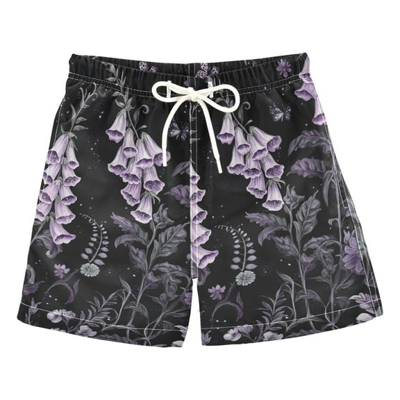 FORMRS Boys Swim Trunks Quick Dry Mesh Liner Boardshorts Sizes XS-XL, Light Purple Flowers