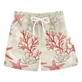 thumbnail image 1 of FORMRS Boys Swim Trunks Quick Dry Mesh Liner Boardshorts Sizes XS-XL, Light Red Starfish, 1 of 7